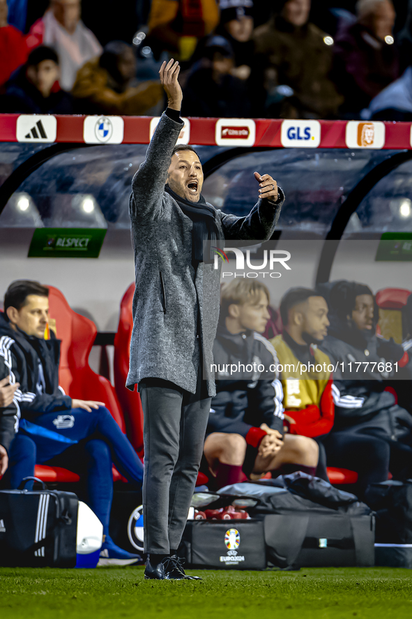 Belgium trainer Domenico Tedesco is present during the match between Belgium and Italy at the King Baudouin Stadium for the UEFA Nations Lea...