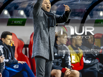 Belgium trainer Domenico Tedesco is present during the match between Belgium and Italy at the King Baudouin Stadium for the UEFA Nations Lea...