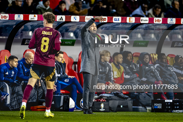 Belgium trainer Domenico Tedesco is present during the match between Belgium and Italy at the King Baudouin Stadium for the UEFA Nations Lea...