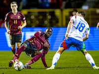 Belgium midfielder Amadou Onana and Italy midfielder Nicolo Barella play during the match between Belgium and Italy at the King Baudouin Sta...