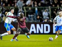 Italy defender Alessandro Bastoni and Belgium forward Romelu Lukaku play during the match between Belgium and Italy at the King Baudouin Sta...