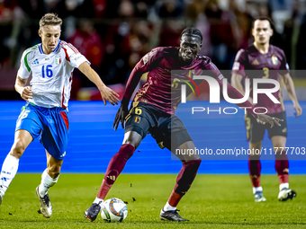 Belgium midfielder Amadou Onana and Italy midfielder Davide Frattesi play during the match between Belgium and Italy at the King Baudouin St...