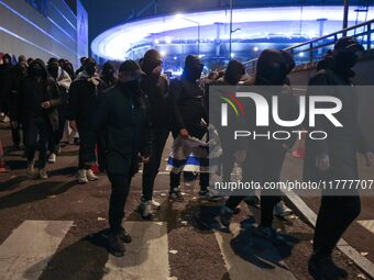 Supporters with Israeli flags queue outside the Stade de France stadium ahead of the UEFA Nations League League A, Group A2 football match b...