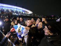 Supporters with Israeli flags queue outside the Stade de France stadium ahead of the UEFA Nations League League A, Group A2 football match b...