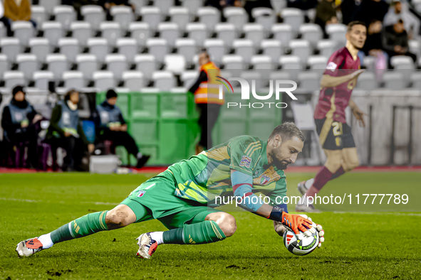 Italy goalkeeper Gianluigi Donnarumma plays during the match between Belgium and Italy at the King Baudouin Stadium for the UEFA Nations Lea...