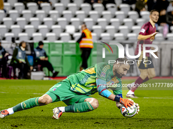 Italy goalkeeper Gianluigi Donnarumma plays during the match between Belgium and Italy at the King Baudouin Stadium for the UEFA Nations Lea...