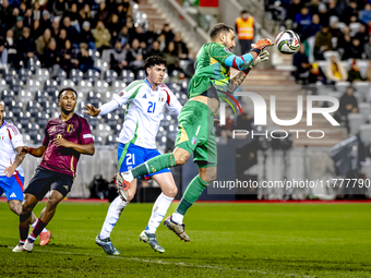 Italy goalkeeper Gianluigi Donnarumma plays during the match between Belgium and Italy at the King Baudouin Stadium for the UEFA Nations Lea...