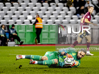 Italy goalkeeper Gianluigi Donnarumma plays during the match between Belgium and Italy at the King Baudouin Stadium for the UEFA Nations Lea...