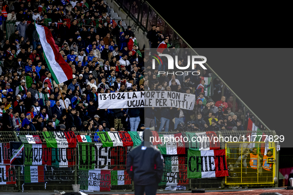 Supporters of Italy during the match between Belgium and Italy at the King Baudouin Stadium for the UEFA Nations League - League A - Group A...