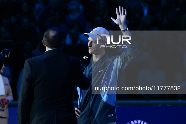 Jannik Sinner (ITA) wins against Daniil Medvedev (RUS) during day five of the Nitto ATP Finals 2024 at Inalpi Arena in Turin, Italy, on Nove...