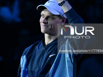 Jannik Sinner (ITA) wins against Daniil Medvedev (RUS) during day five of the Nitto ATP Finals 2024 at Inalpi Arena in Turin, Italy, on Nove...