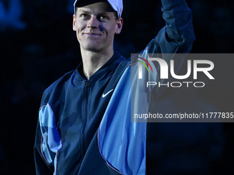 Jannik Sinner (ITA) wins against Daniil Medvedev (RUS) during day five of the Nitto ATP Finals 2024 at Inalpi Arena in Turin, Italy, on Nove...