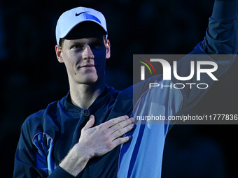 Jannik Sinner (ITA) wins against Daniil Medvedev (RUS) during day five of the Nitto ATP Finals 2024 at Inalpi Arena in Turin, Italy, on Nove...