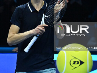 Jannik Sinner (ITA) wins against Daniil Medvedev (RUS) during day five of the Nitto ATP Finals 2024 at Inalpi Arena in Turin, Italy, on Nove...