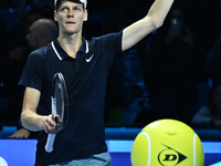 Jannik Sinner (ITA) wins against Daniil Medvedev (RUS) during day five of the Nitto ATP Finals 2024 at Inalpi Arena in Turin, Italy, on Nove...