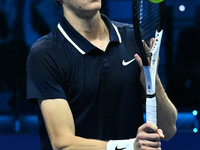 Jannik Sinner (ITA) competes against Daniil Medvedev (RUS) during day five of the Nitto ATP Finals 2024 at Inalpi Arena in Turin, Italy, on...