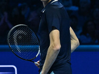 Jannik Sinner (ITA) competes against Daniil Medvedev (RUS) during day five of the Nitto ATP Finals 2024 at Inalpi Arena in Turin, Italy, on...