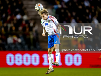 Italy defender Matteo Gabbia plays during the match between Belgium and Italy at the King Baudouin Stadium for the UEFA Nations League - Lea...