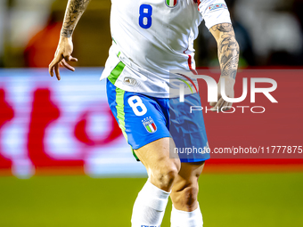 Italy midfielder Sandro Tonali plays during the match between Belgium and Italy at the King Baudouin Stadium for the UEFA Nations League - L...