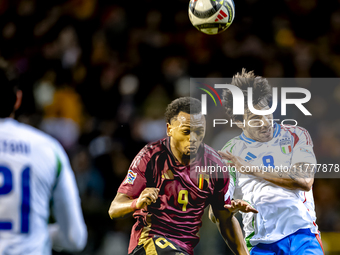 Belgium forward Lois Openda and Italy midfielder Sandro Tonali play during the match between Belgium and Italy at the King Baudouin Stadium...