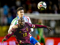 Italy midfielder Sandro Tonali and Belgium forward Romelu Lukaku play during the match between Belgium and Italy at the King Baudouin Stadiu...