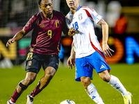 Belgium forward Lois Openda and Italy midfielder Nicolo Barella play during the match between Belgium and Italy at the King Baudouin Stadium...