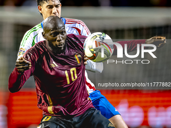 Italy midfielder Sandro Tonali and Belgium forward Romelu Lukaku play during the match between Belgium and Italy at the King Baudouin Stadiu...