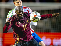 Italy midfielder Sandro Tonali and Belgium forward Romelu Lukaku play during the match between Belgium and Italy at the King Baudouin Stadiu...