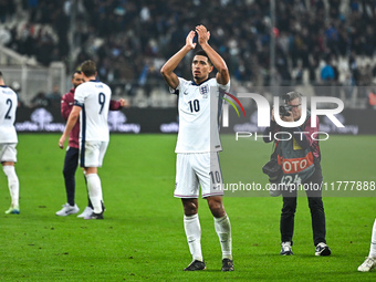 Jude Bellingham of England plays during the UEFA Nations League 2024/25 League B, Group B2 match between Greece and England at OAKA Stadium...