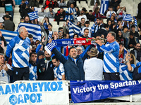 Greek supporters have fun during the UEFA Nations League 2024/25 League B, Group B2 match between Greece and England at OAKA Stadium in Athe...