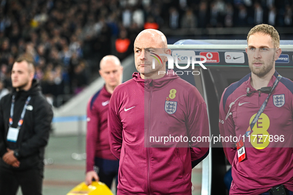 Coach Lee Carsley of England is present during the UEFA Nations League 2024/25 League B, Group B2 match between Greece and England at OAKA S...