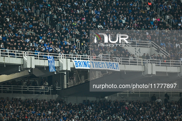 Greek supporters have fun during the UEFA Nations League 2024/25 League B, Group B2 match between Greece and England at OAKA Stadium in Athe...