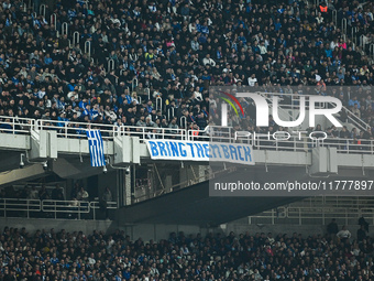 Greek supporters have fun during the UEFA Nations League 2024/25 League B, Group B2 match between Greece and England at OAKA Stadium in Athe...