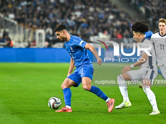 Giorgos Masouras of Greece plays during the UEFA Nations League 2024/25 League B, Group B2 match between Greece and England at OAKA Stadium...