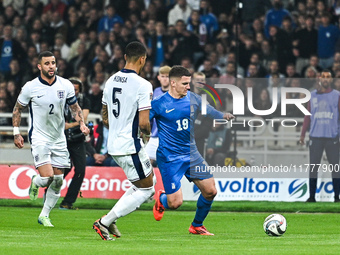 Christos Zafeiris of Greece plays during the UEFA Nations League 2024/25 League B, Group B2 match between Greece and England at OAKA Stadium...