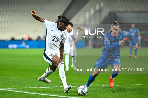 Noni Madueke of England plays during the UEFA Nations League 2024/25 League B, Group B2 match between Greece and England at OAKA Stadium in...