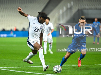 Noni Madueke of England plays during the UEFA Nations League 2024/25 League B, Group B2 match between Greece and England at OAKA Stadium in...