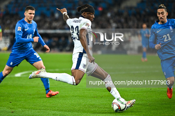 Noni Madueke of England plays during the UEFA Nations League 2024/25 League B, Group B2 match between Greece and England at OAKA Stadium in...