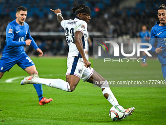 Noni Madueke of England plays during the UEFA Nations League 2024/25 League B, Group B2 match between Greece and England at OAKA Stadium in...