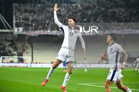 Curtis Jones of England plays during the UEFA Nations League 2024/25 League B, Group B2 match between Greece and England at OAKA Stadium in...