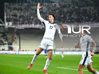 Curtis Jones of England plays during the UEFA Nations League 2024/25 League B, Group B2 match between Greece and England at OAKA Stadium in...