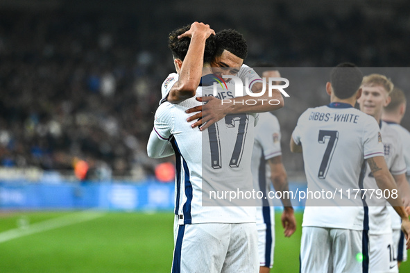 Curtis Jones of England celebrates a goal during the UEFA Nations League 2024/25 League B, Group B2 match between Greece and England at OAKA...