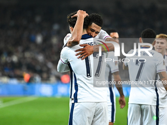 Curtis Jones of England celebrates a goal during the UEFA Nations League 2024/25 League B, Group B2 match between Greece and England at OAKA...