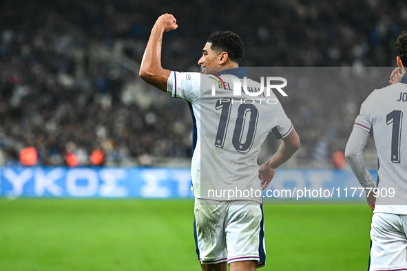 Jude Bellingham of England plays during the UEFA Nations League 2024/25 League B, Group B2 match between Greece and England at OAKA Stadium...