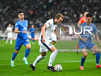 Harry Kane of England plays during the UEFA Nations League 2024/25 League B, Group B2 match between Greece and England at OAKA Stadium in At...