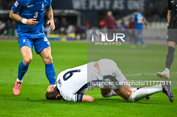 Harry Kane of England plays during the UEFA Nations League 2024/25 League B, Group B2 match between Greece and England at OAKA Stadium in At...