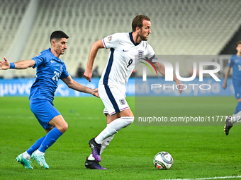 Harry Kane of England plays during the UEFA Nations League 2024/25 League B, Group B2 match between Greece and England at OAKA Stadium in At...