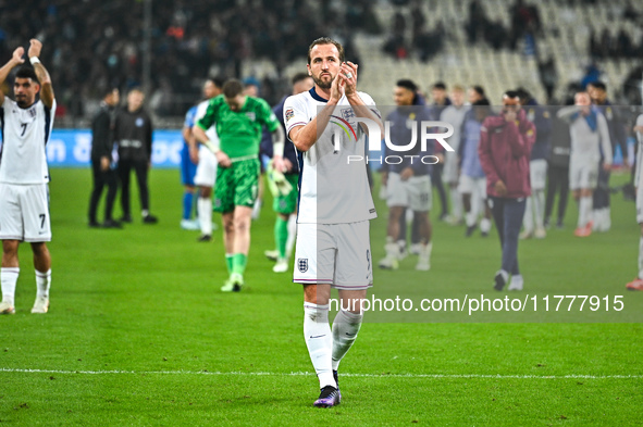 Harry Kane of England plays during the UEFA Nations League 2024/25 League B, Group B2 match between Greece and England at OAKA Stadium in At...