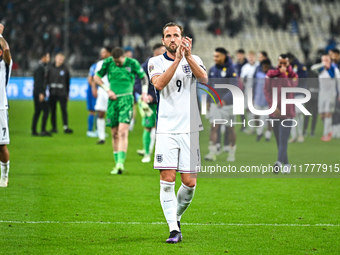 Harry Kane of England plays during the UEFA Nations League 2024/25 League B, Group B2 match between Greece and England at OAKA Stadium in At...