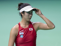 Ena Shibahara of Japan competes during the Billie Jean King Cup match between Japan and Romania at Palacio de los Deportes Martin Carpena in...